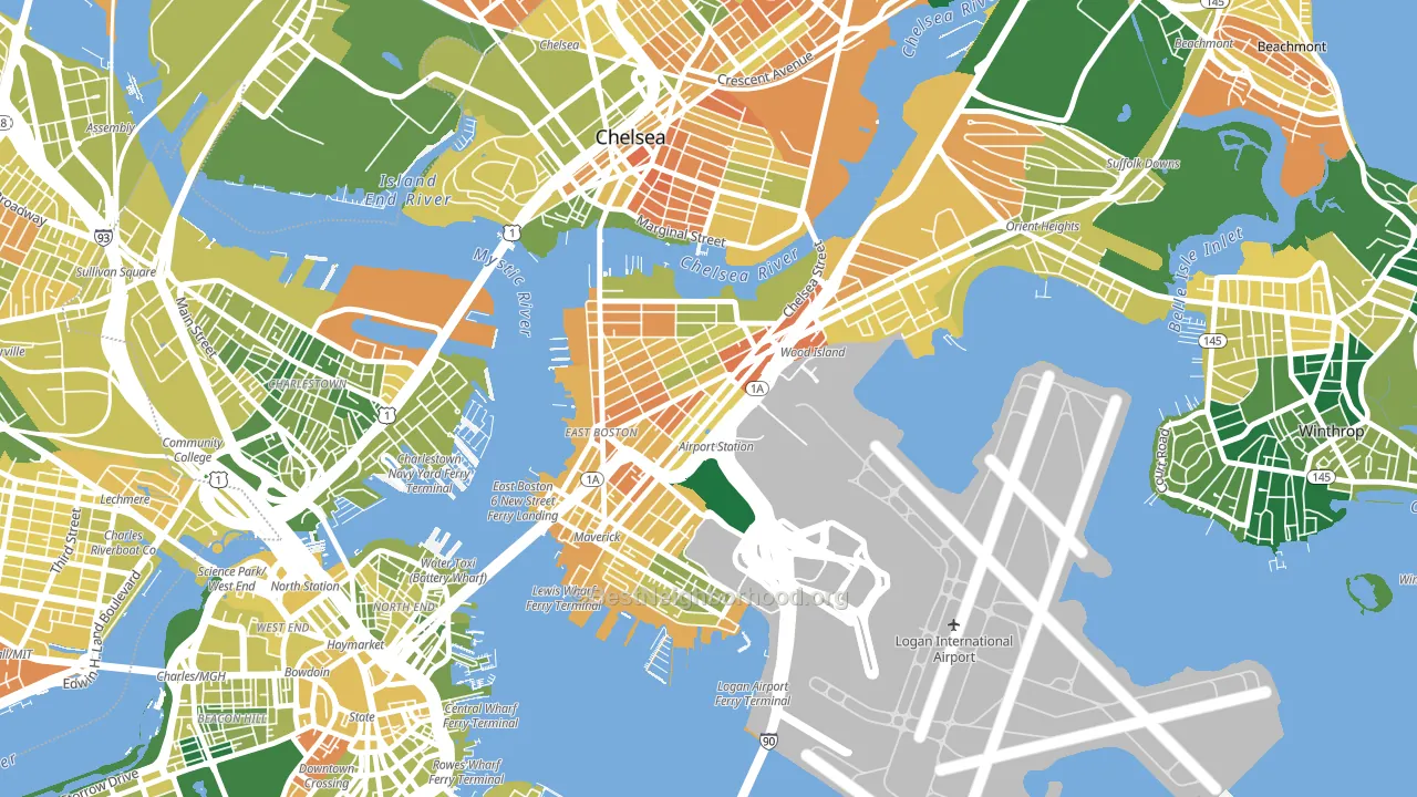 02128, MA block-group voter-turnout map