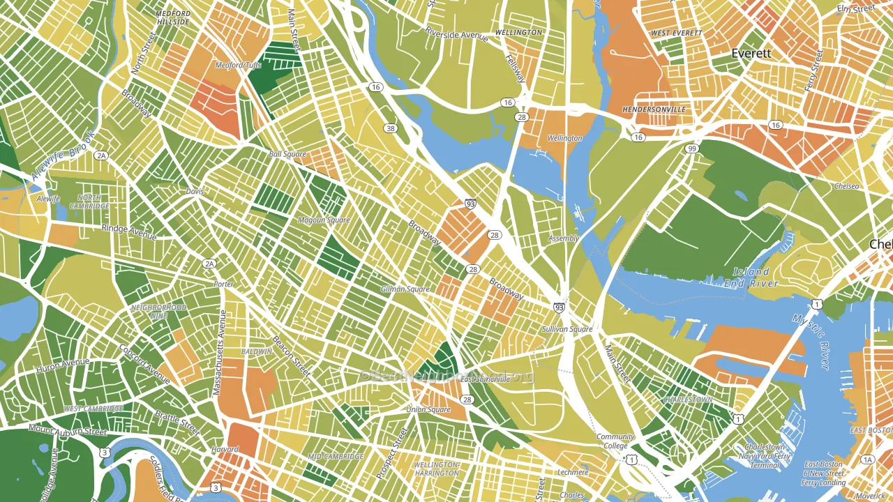 02145, MA block-group voter-turnout map