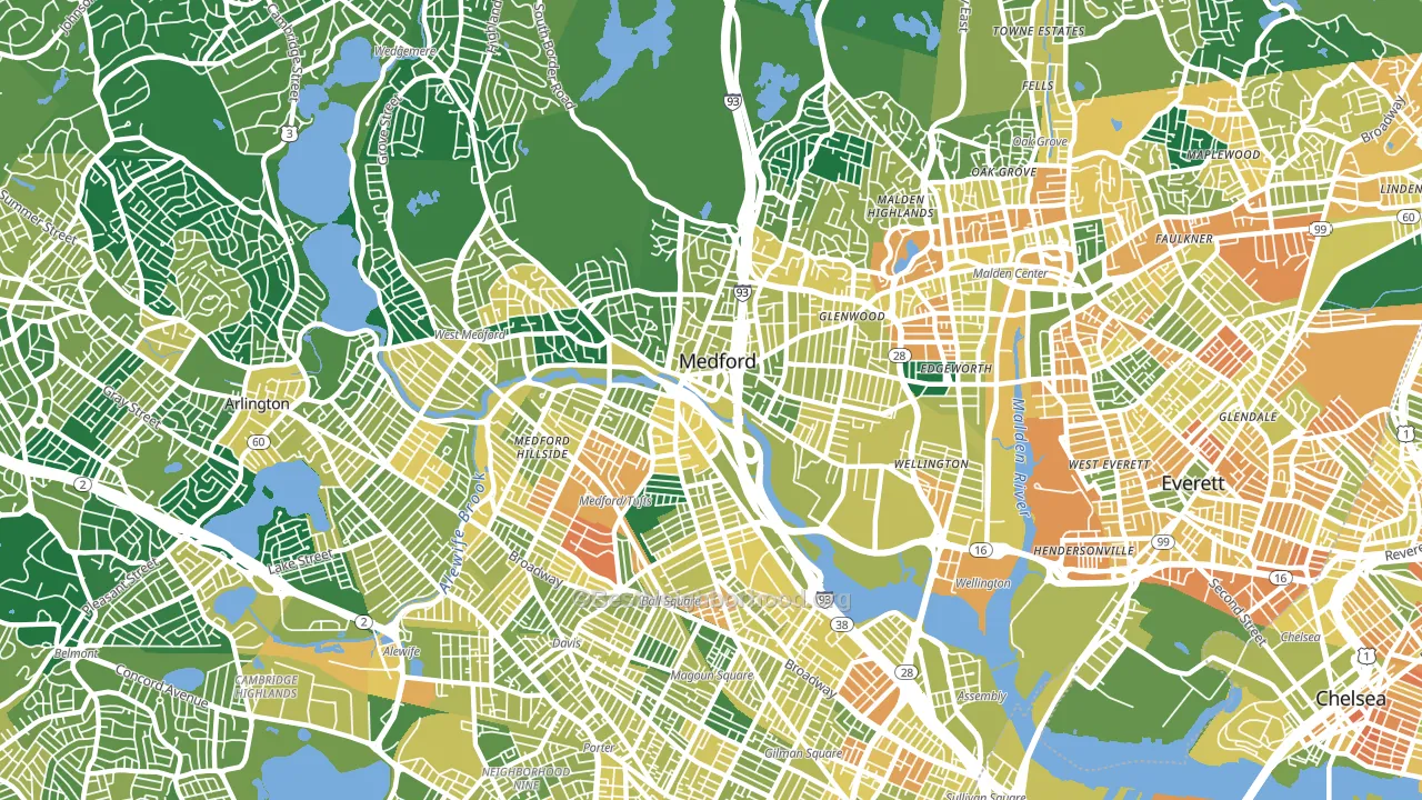 02155, MA block-group voter-turnout map