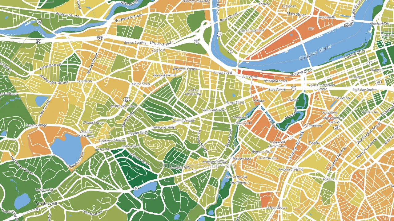 02446, MA block-group voter-turnout map