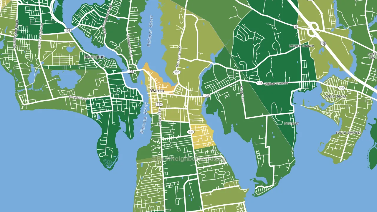 02885, RI block-group voter-turnout map