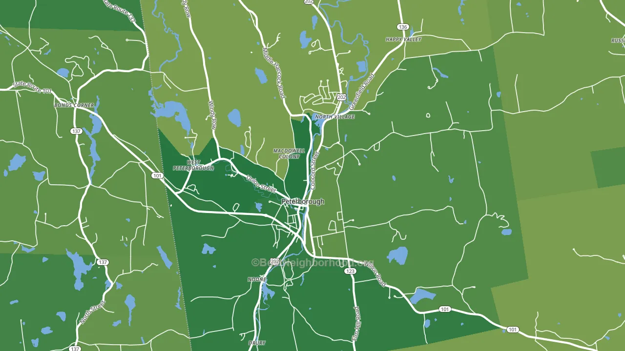 03458, NH block-group voter-turnout map