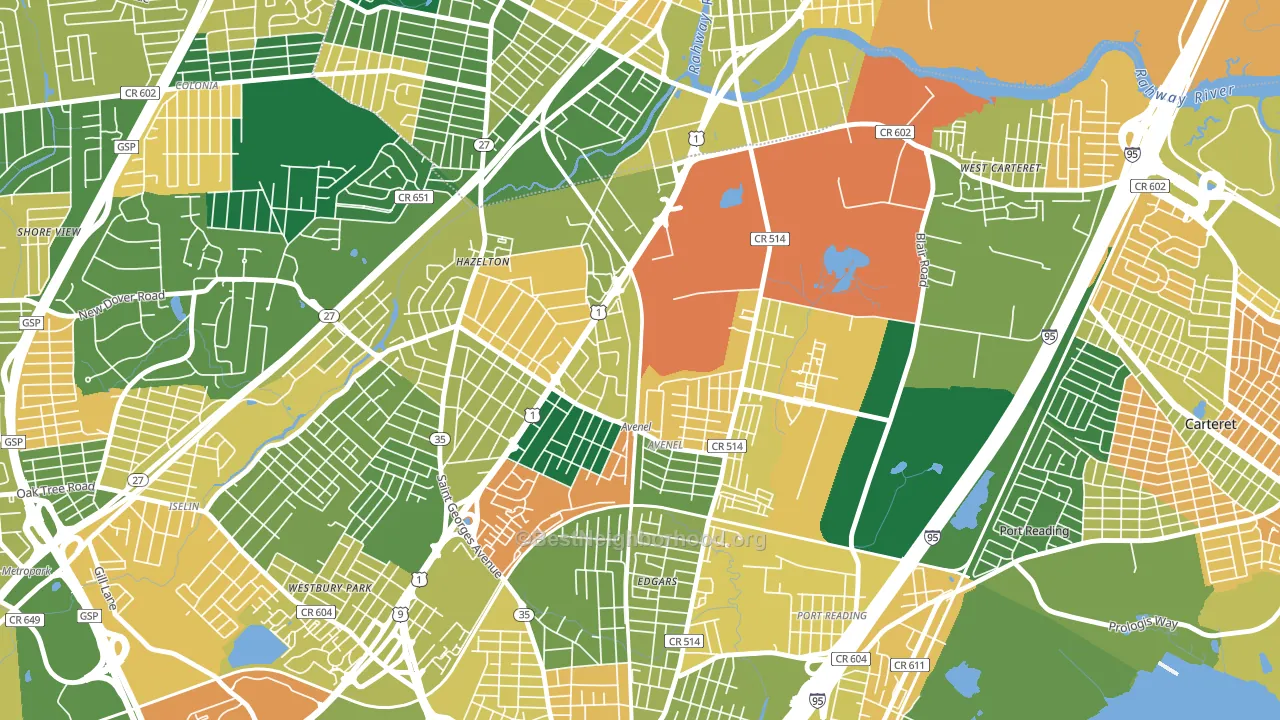 07001, NJ block-group voter-turnout map