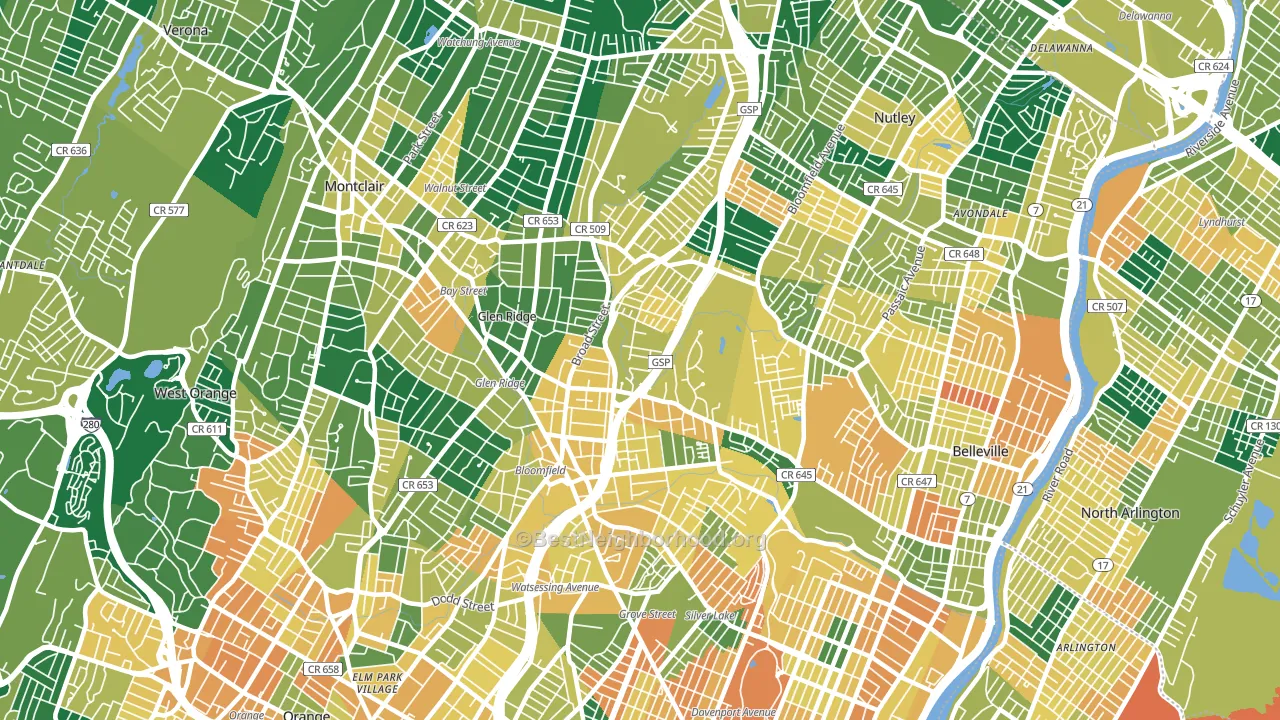 07003, NJ block-group voter-turnout map