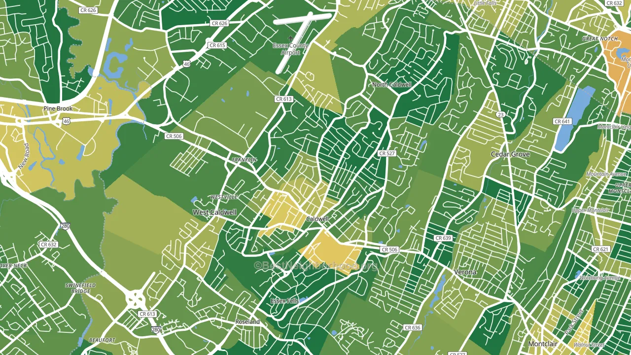 07006, NJ block-group voter-turnout map