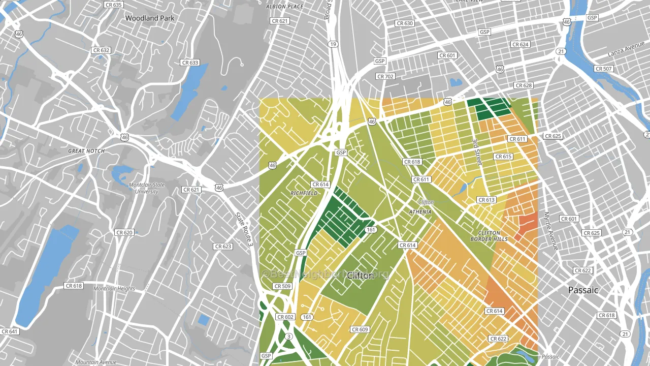 07013, NJ block-group voter-turnout map