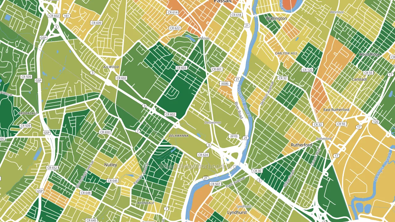 07014, NJ block-group voter-turnout map