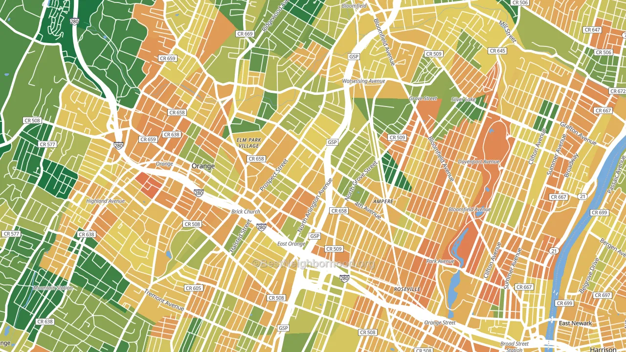 07017, NJ block-group voter-turnout map