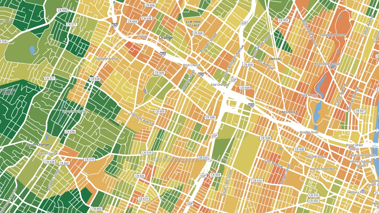 07018, NJ block-group voter-turnout map