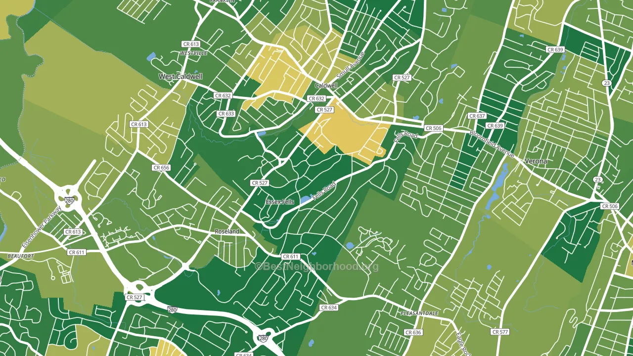 07021, NJ block-group voter-turnout map