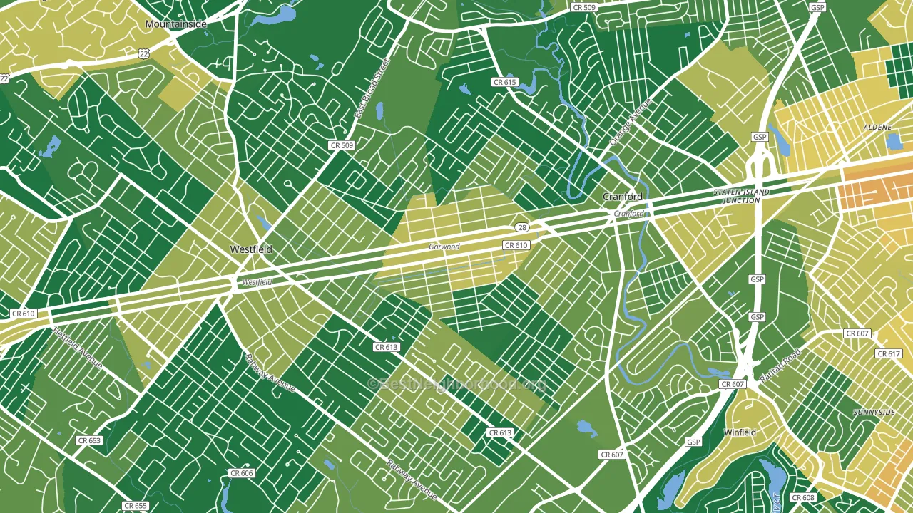 07027, NJ block-group voter-turnout map