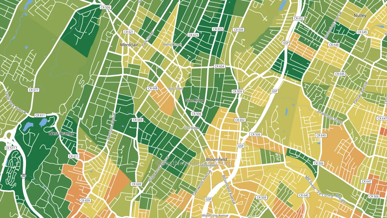 07028, NJ block-group voter-turnout map