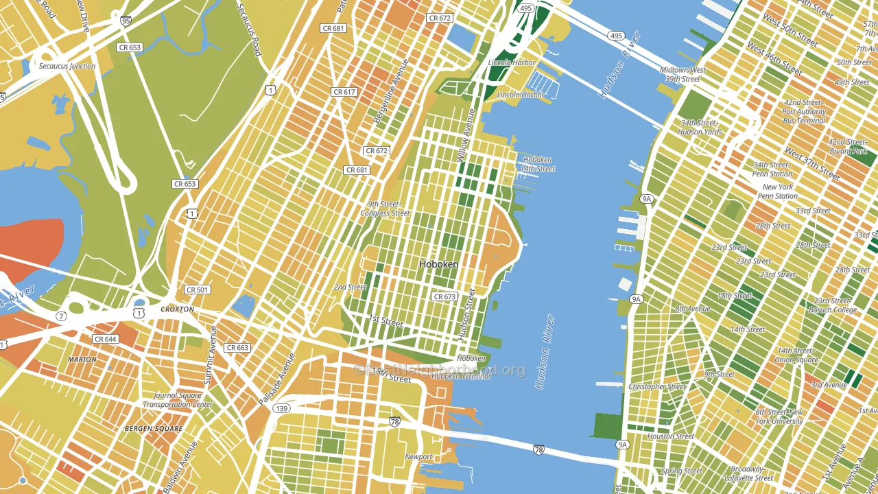 07030, NJ block-group voter-turnout map