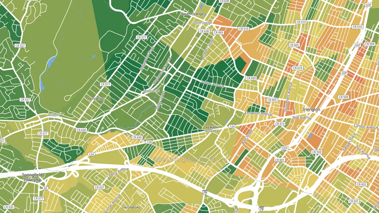 07040, NJ block-group voter-turnout map
