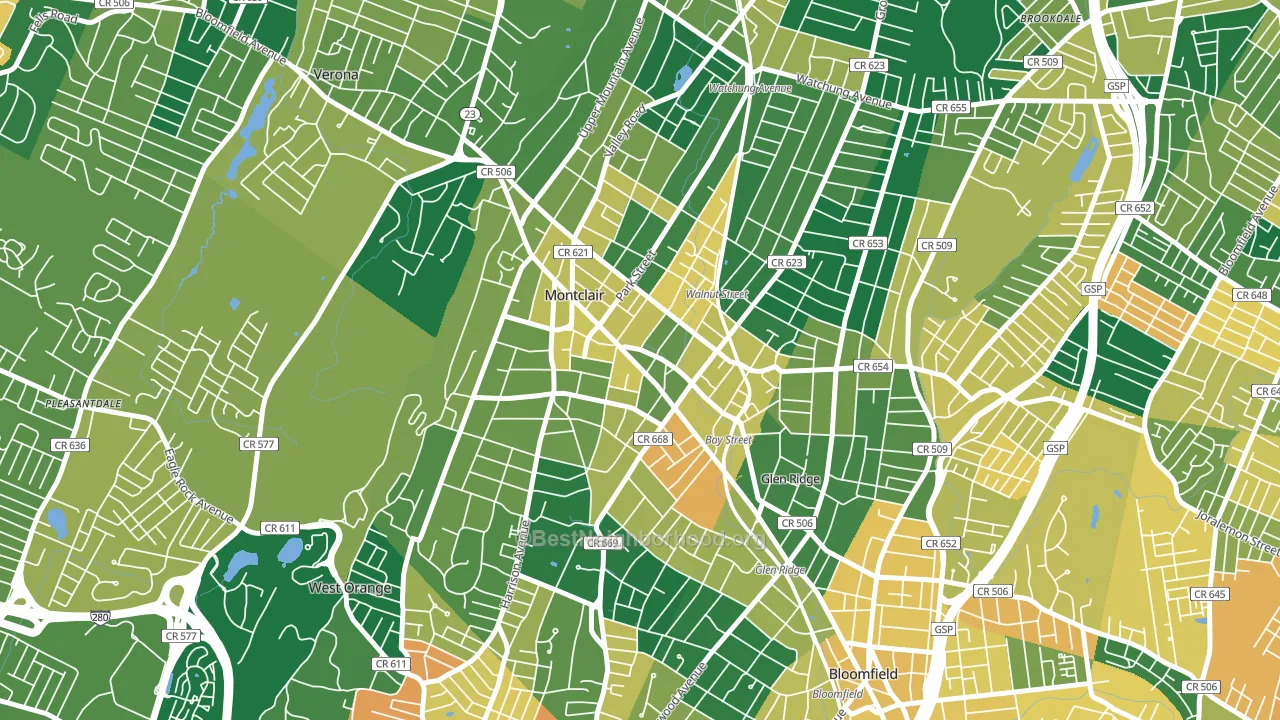 07042, NJ block-group voter-turnout map