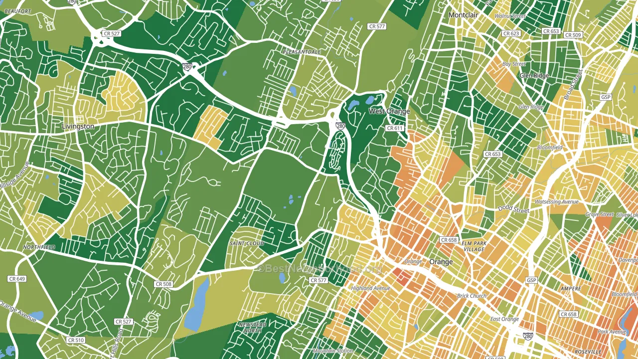 07052, NJ block-group voter-turnout map