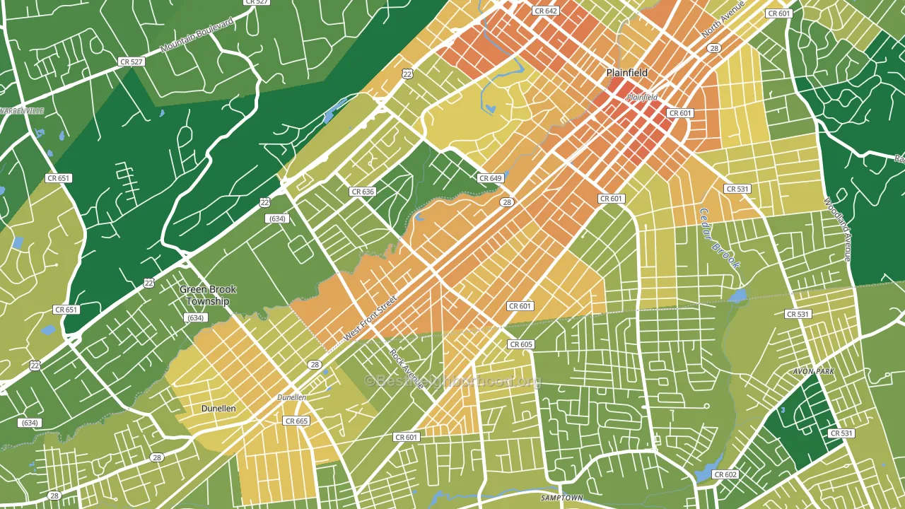 07063, NJ block-group voter-turnout map