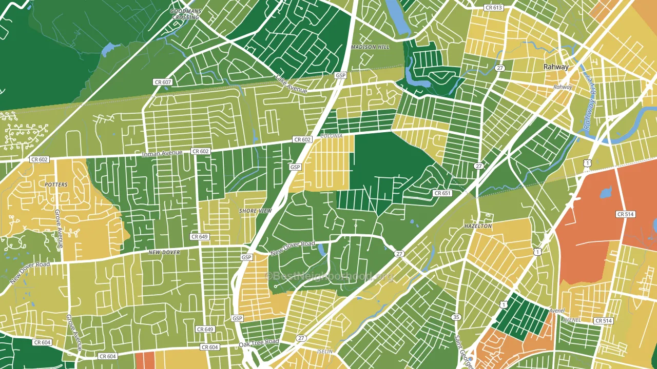 07067, NJ block-group voter-turnout map