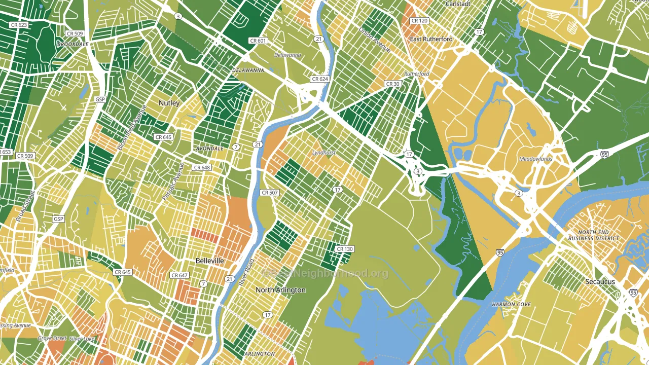07071, NJ block-group voter-turnout map