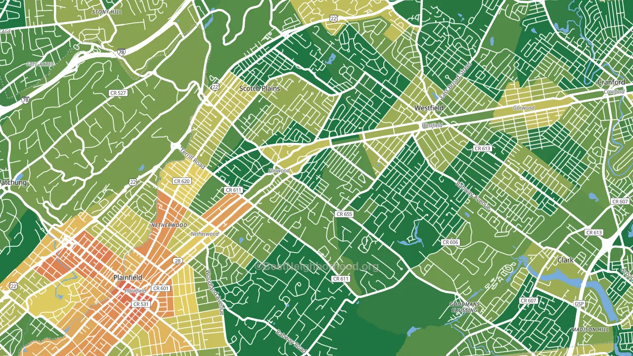 07076, NJ block-group voter-turnout map