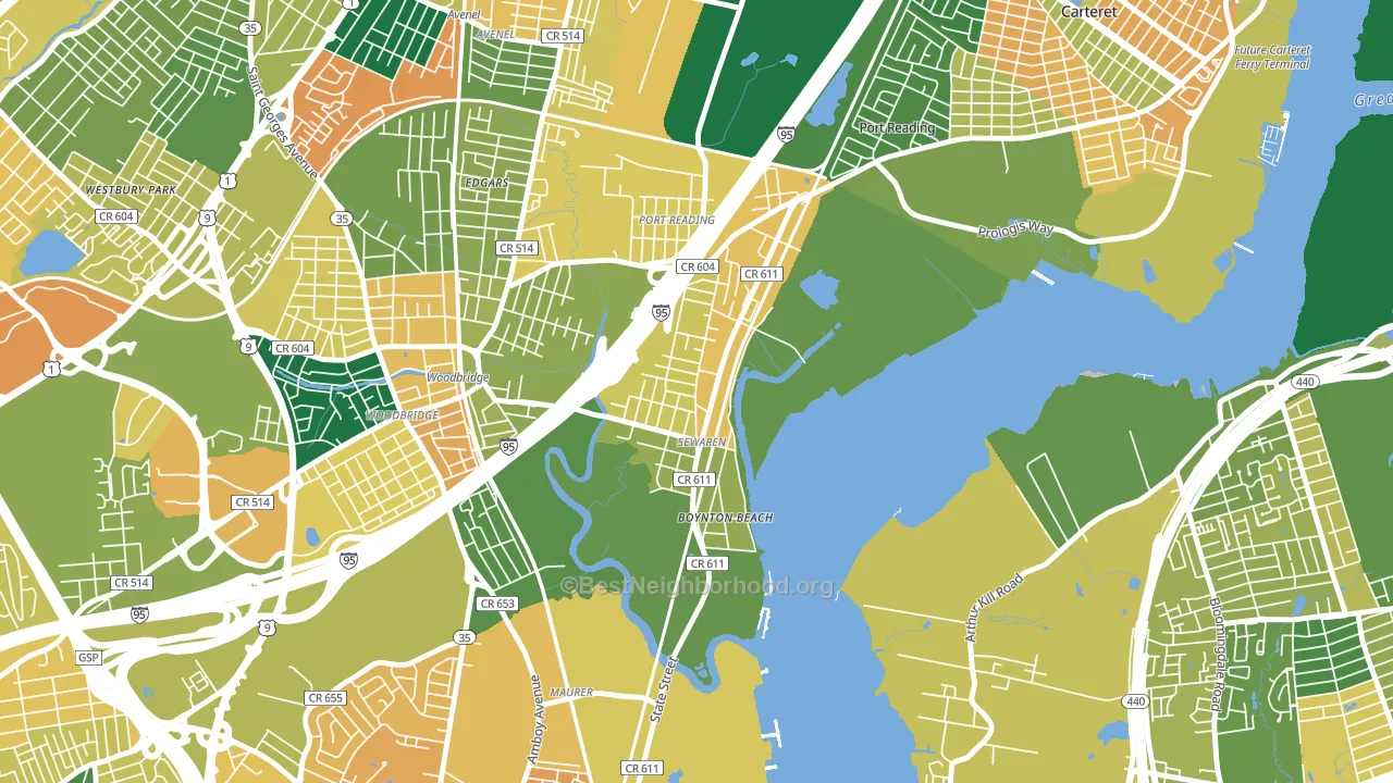 07077, NJ block-group voter-turnout map