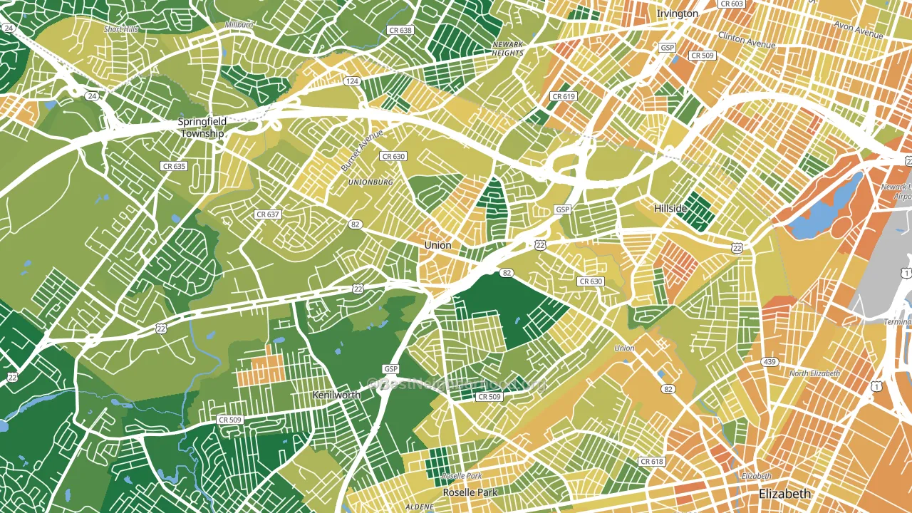 07083, NJ block-group voter-turnout map