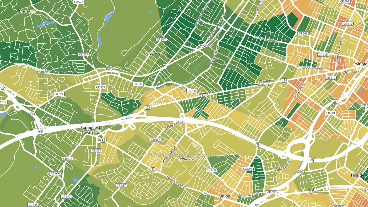 07088, NJ block-group voter-turnout map
