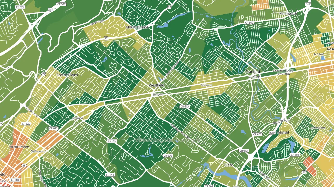 07090, NJ block-group voter-turnout map