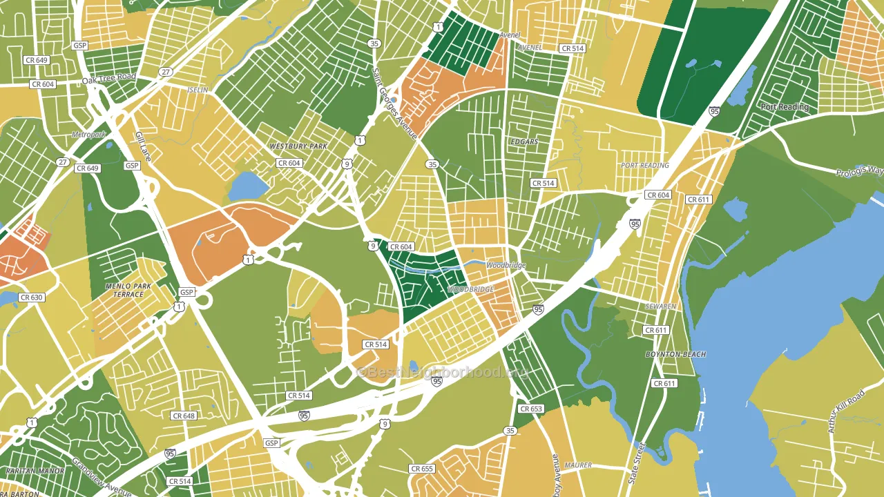07095, NJ block-group voter-turnout map