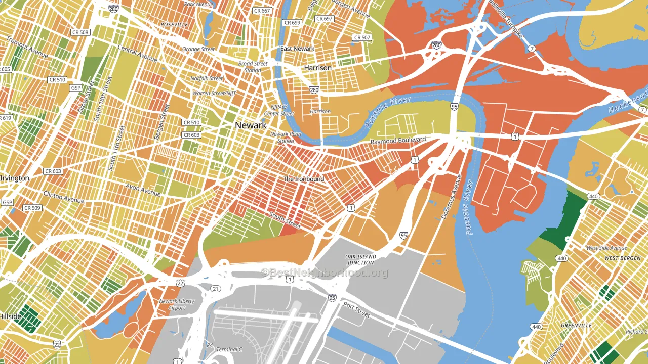 07105, NJ block-group voter-turnout map