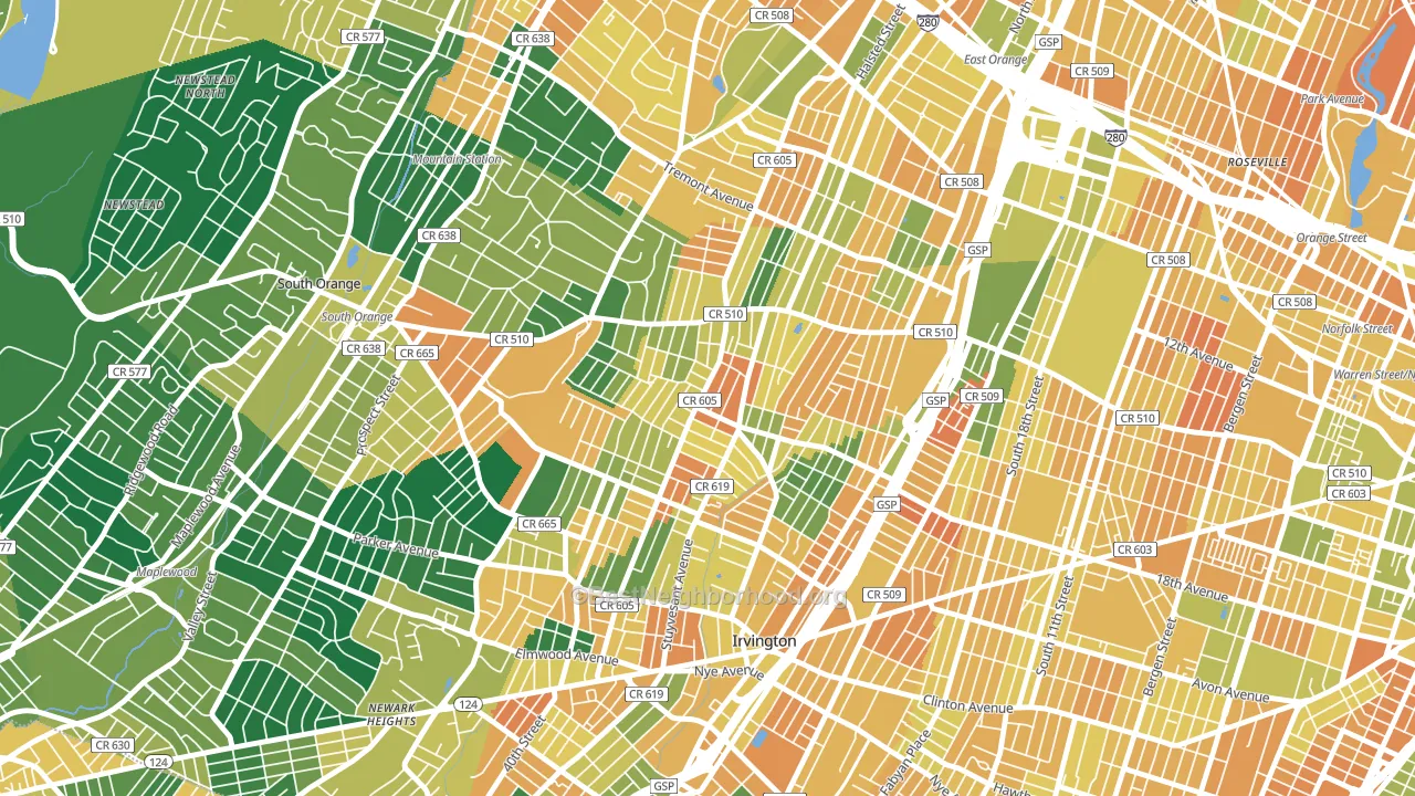 07106, NJ block-group voter-turnout map