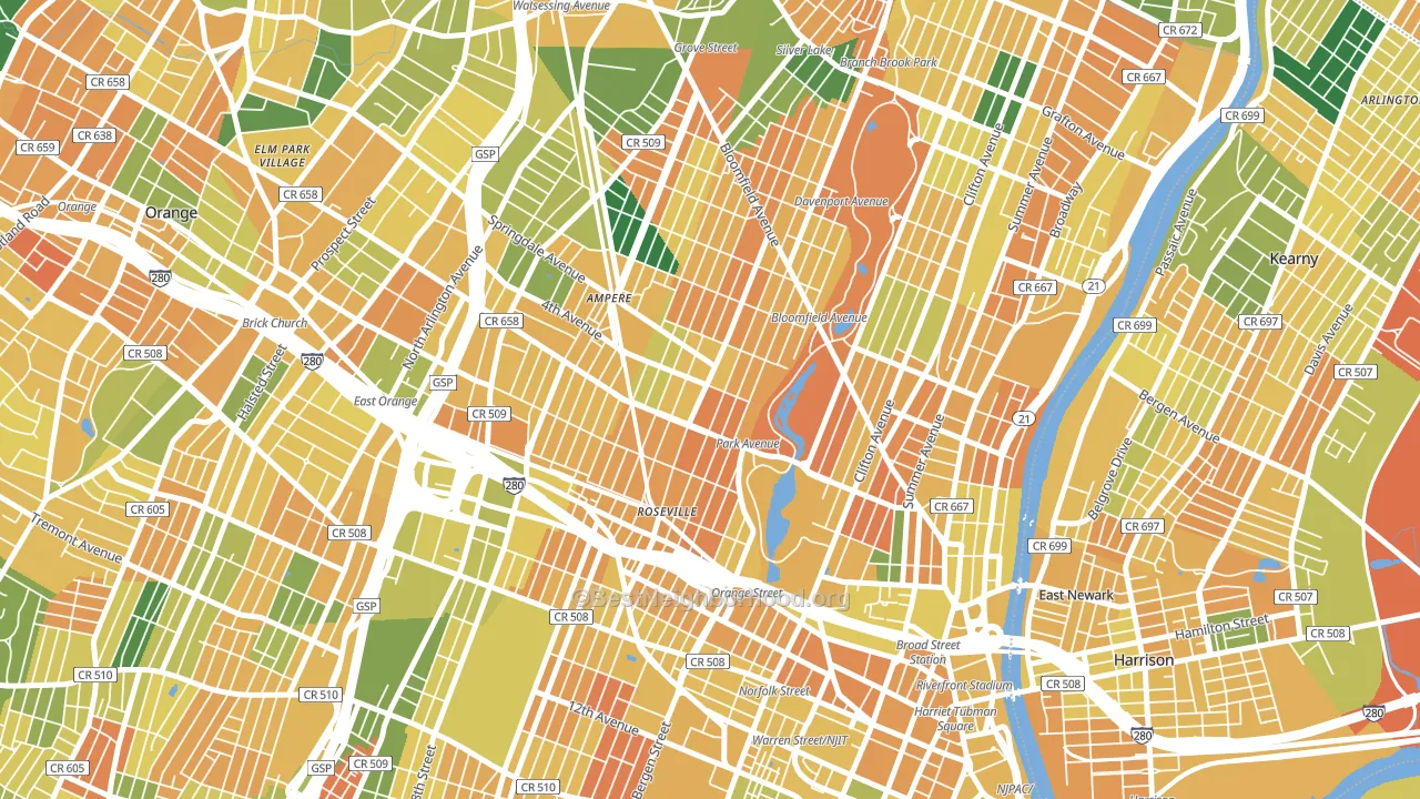 07107, NJ block-group voter-turnout map