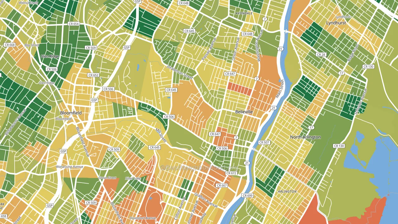 07109, NJ block-group voter-turnout map