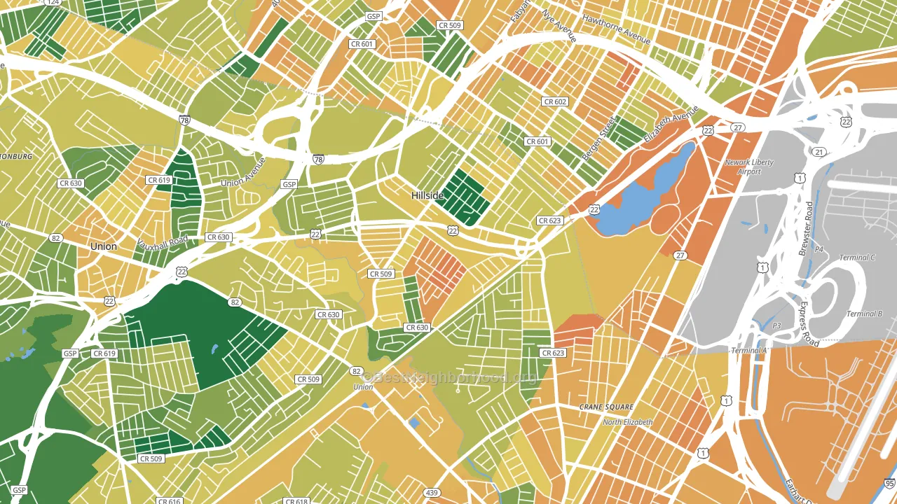07205, NJ block-group voter-turnout map