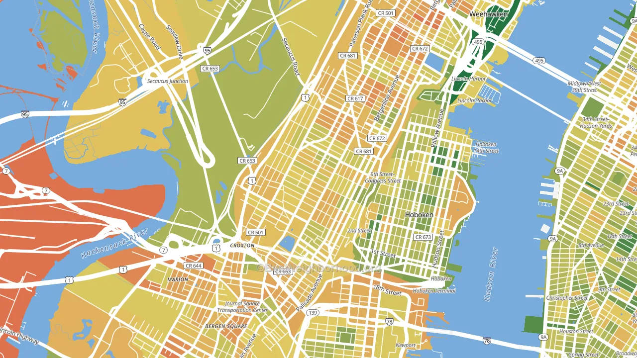 07307, NJ block-group voter-turnout map