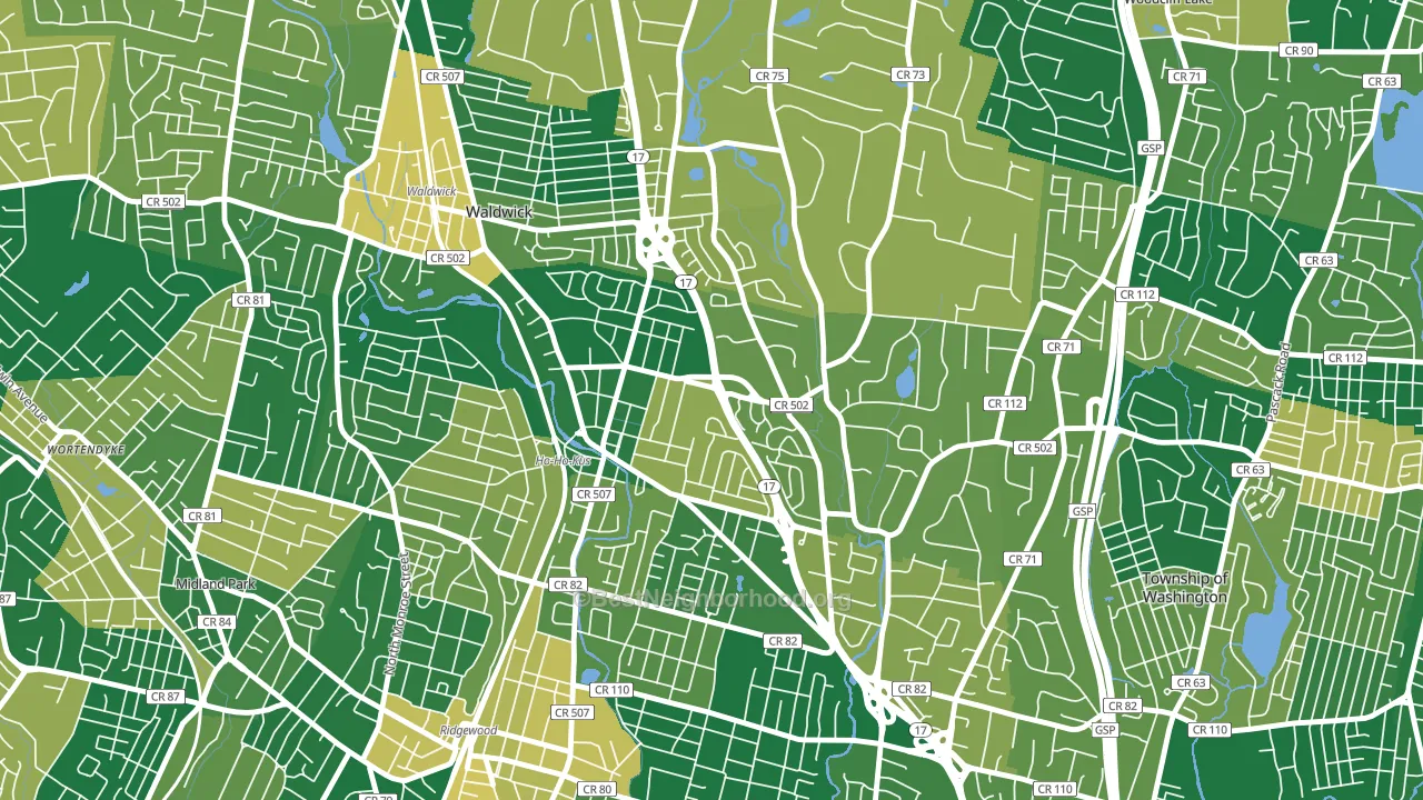 07423, NJ block-group voter-turnout map