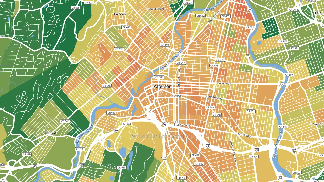 07505, NJ block-group voter-turnout map