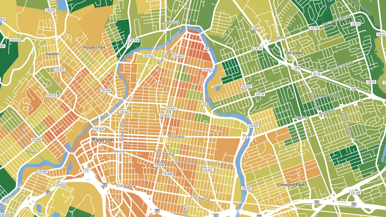 07514, NJ block-group voter-turnout map