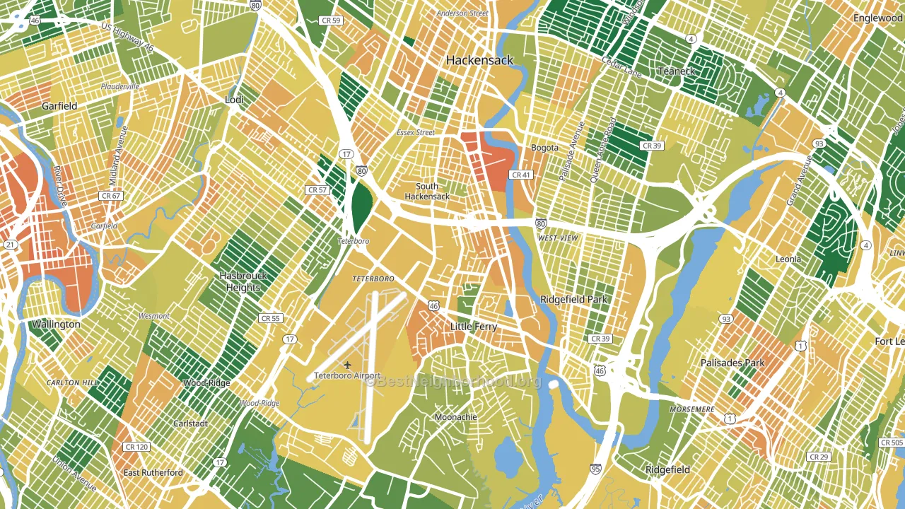 07606, NJ block-group voter-turnout map