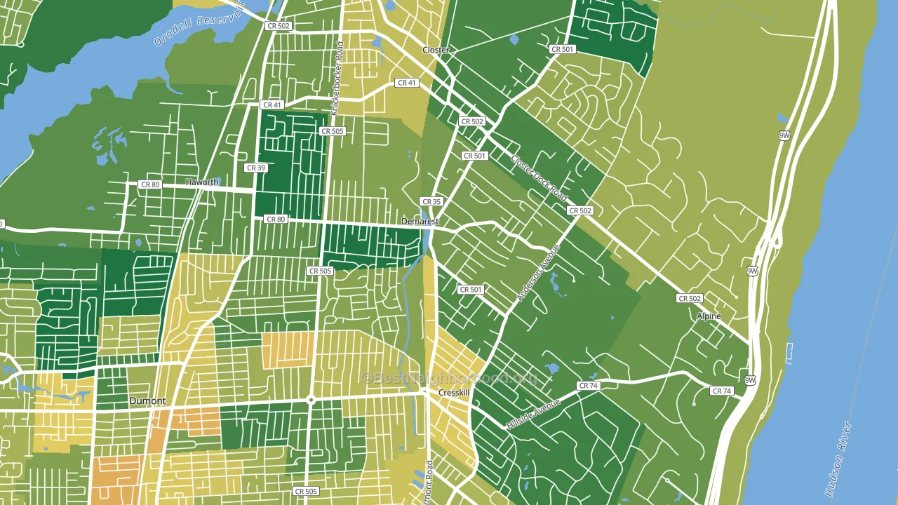 07627, NJ block-group voter-turnout map