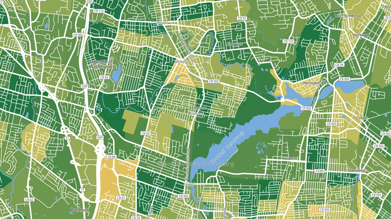 07630, NJ block-group voter-turnout map