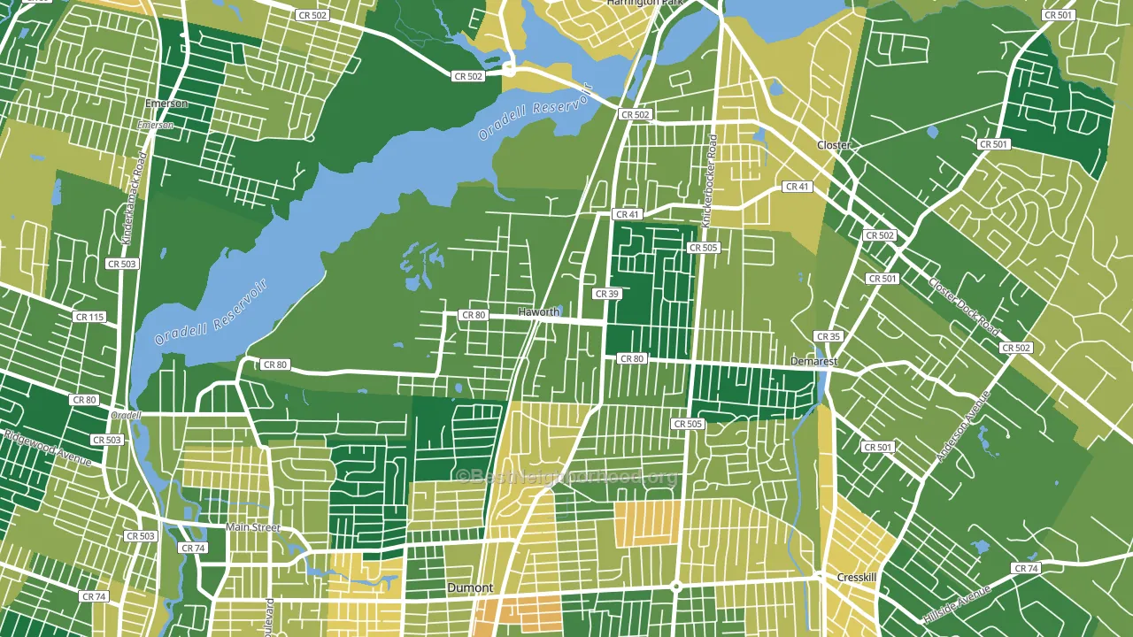 07641, NJ block-group voter-turnout map