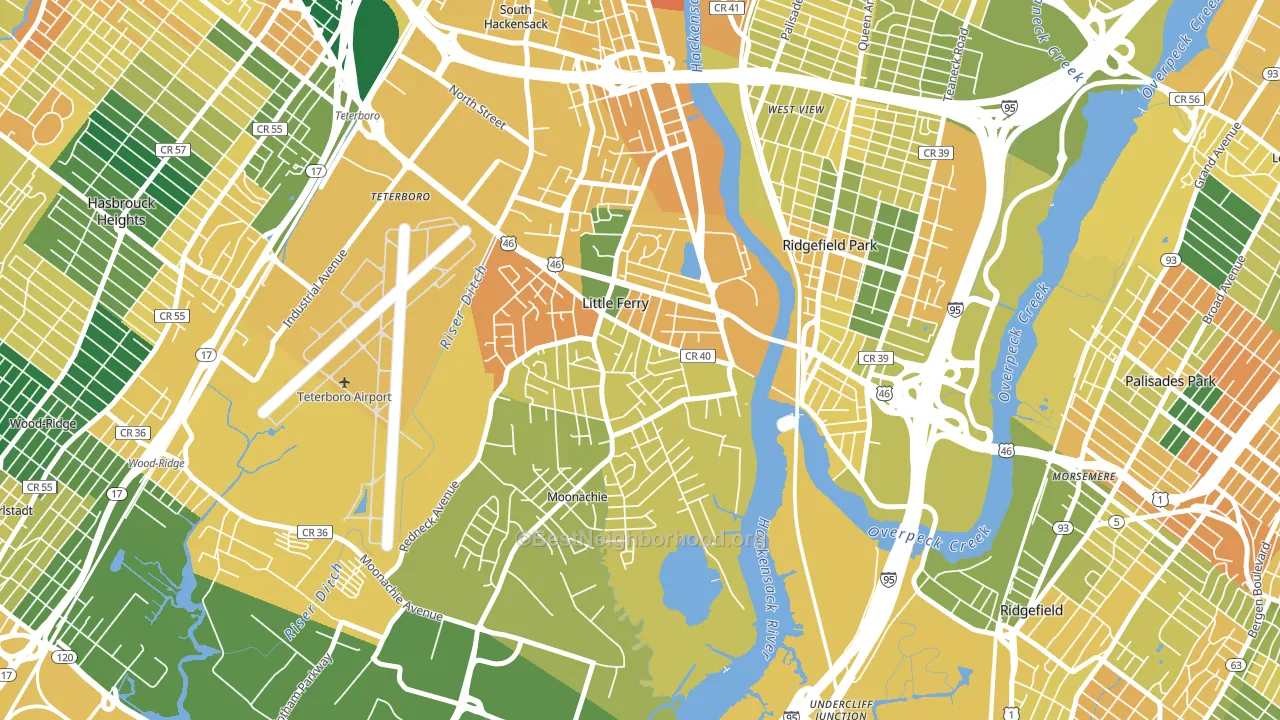 07643, NJ block-group voter-turnout map