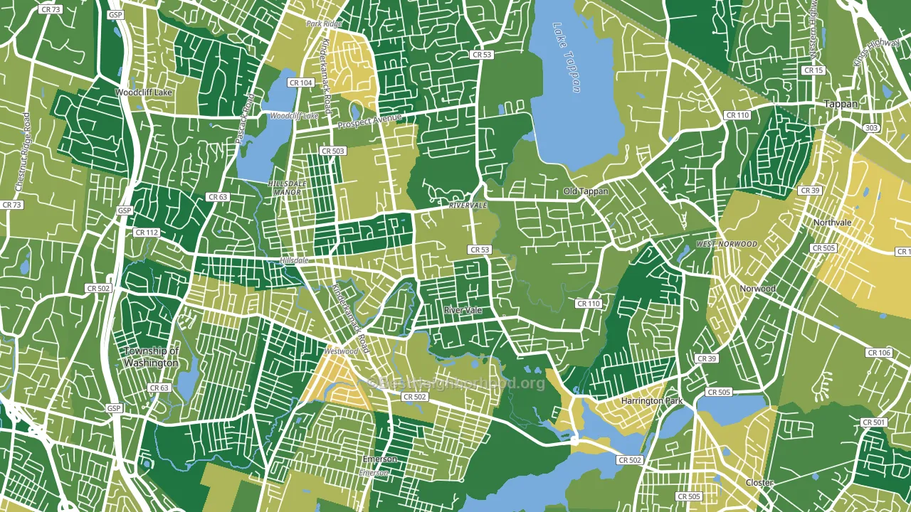 07675, NJ block-group voter-turnout map