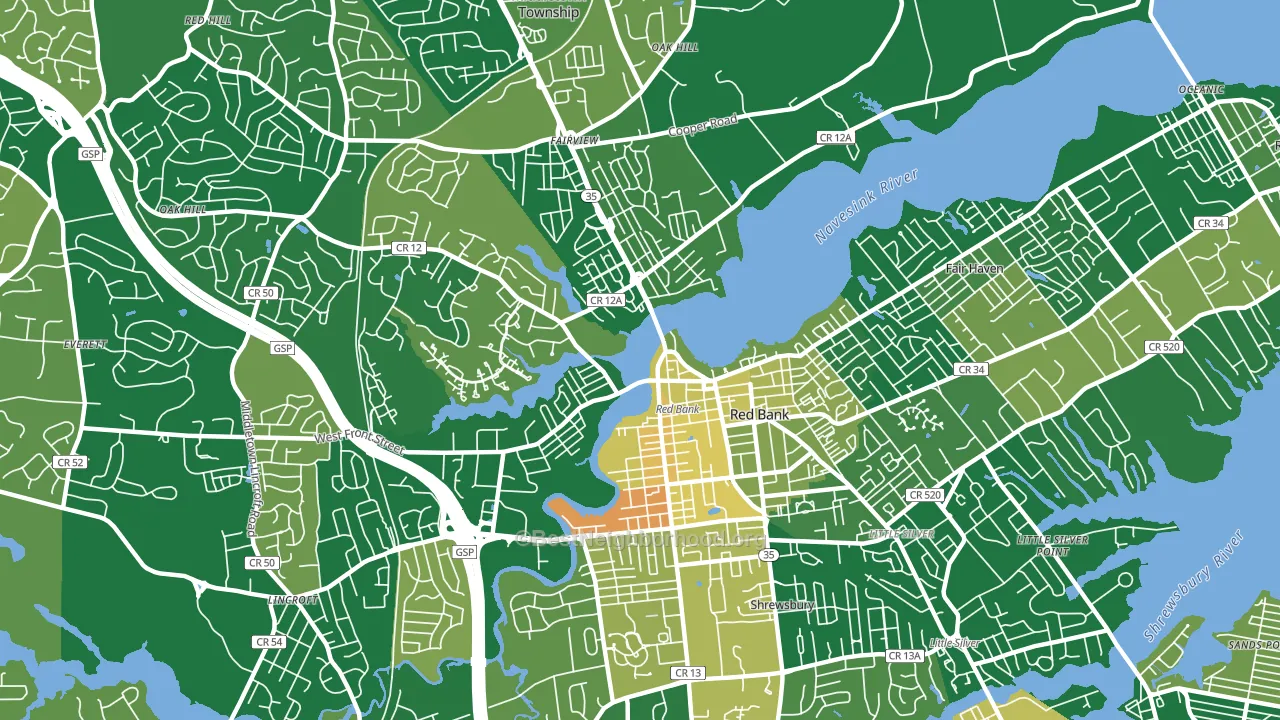 07701, NJ block-group voter-turnout map
