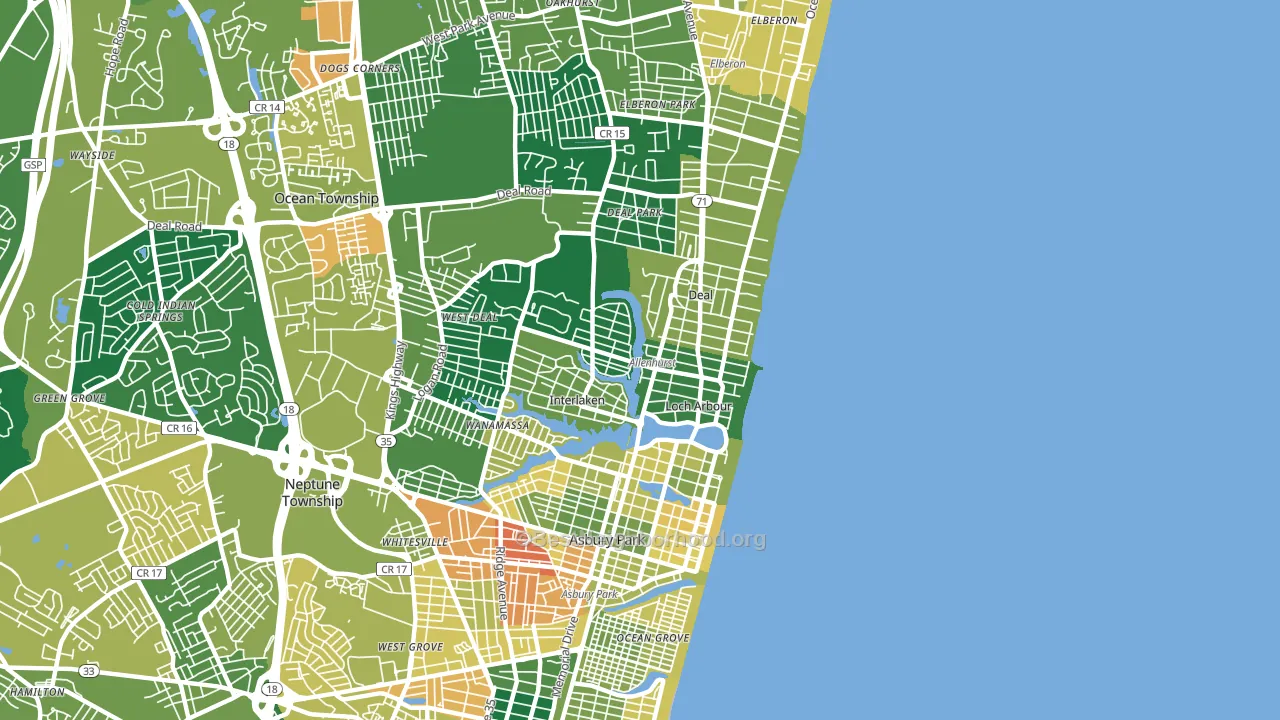 07711, NJ block-group voter-turnout map