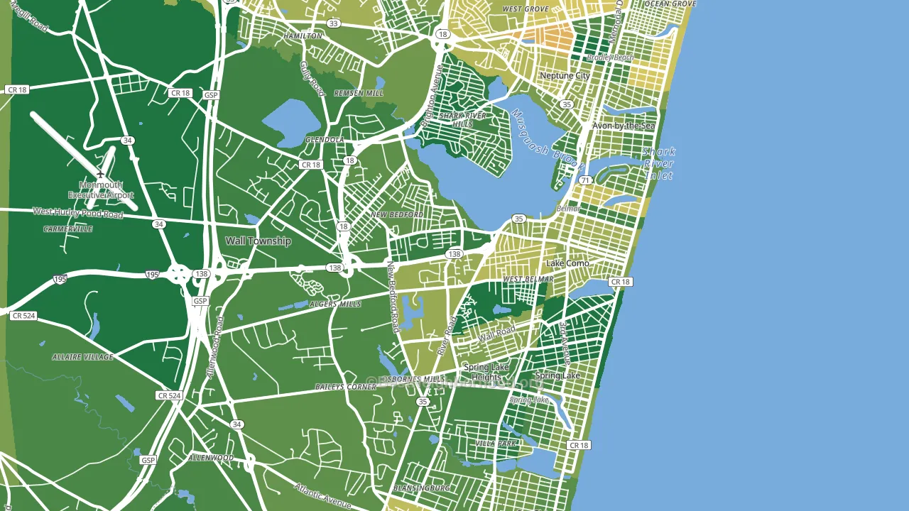 07719, NJ block-group voter-turnout map