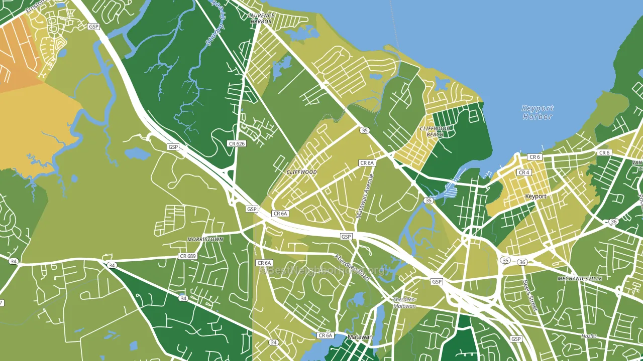 07721, NJ block-group voter-turnout map