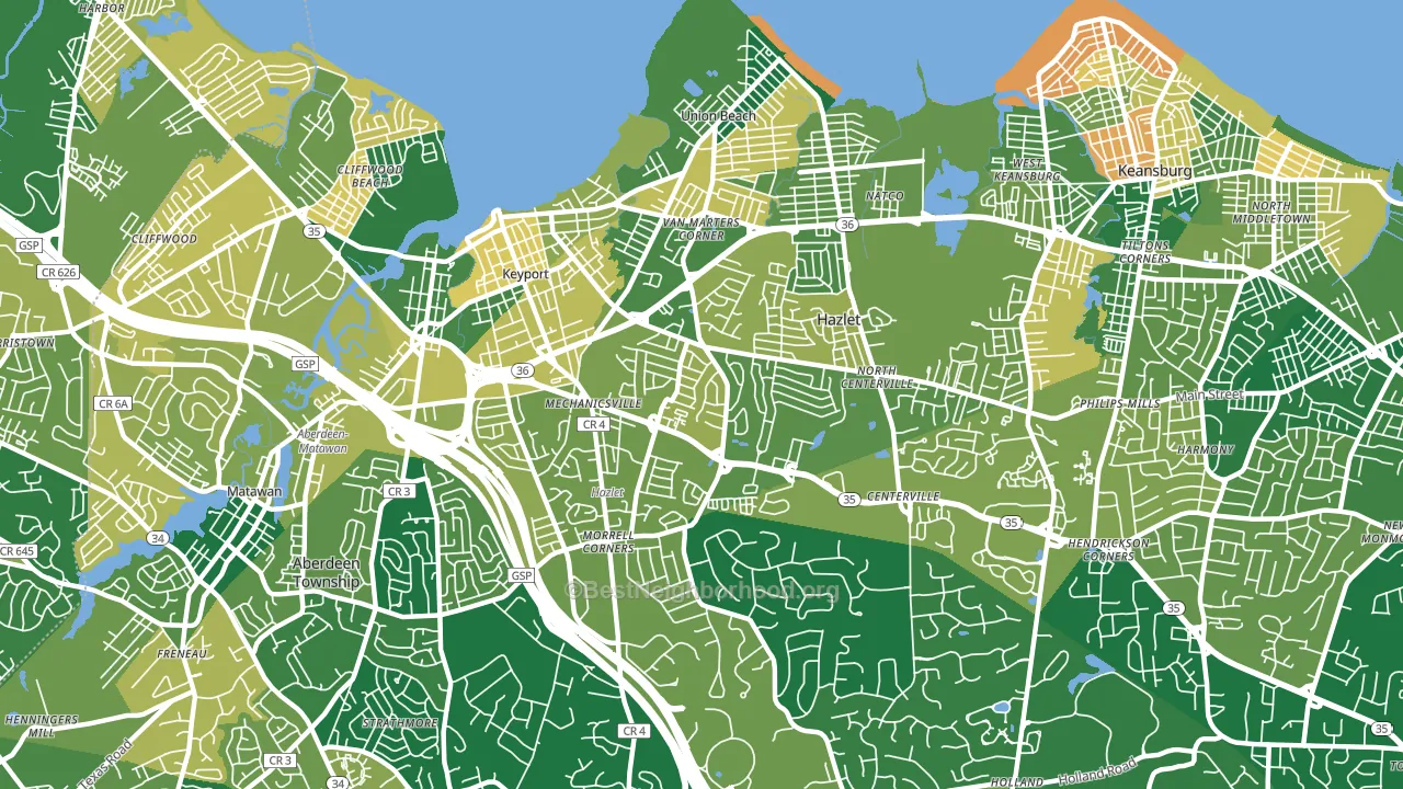 07730, NJ block-group voter-turnout map