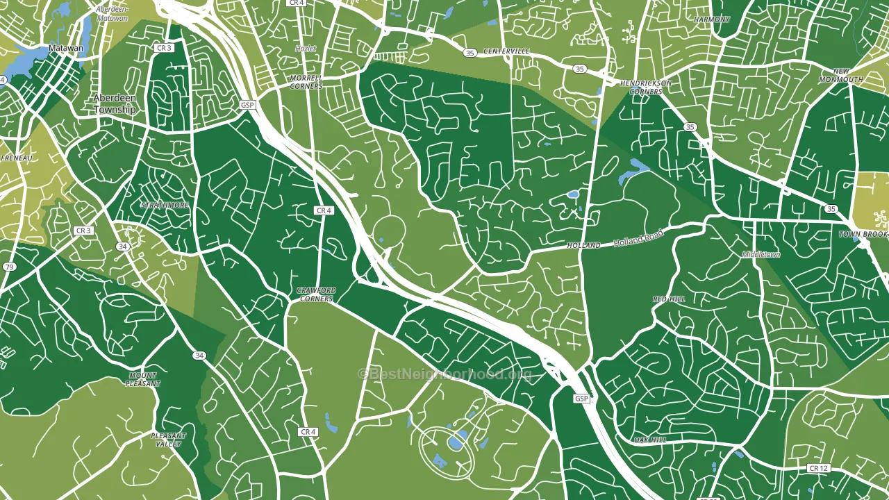 07733, NJ block-group voter-turnout map